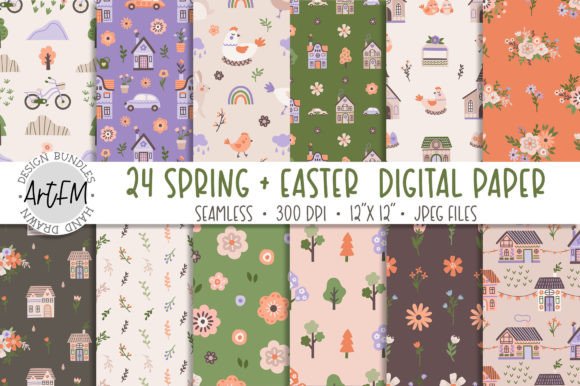 Download Spring Digital Paper | Easter Pattern - Spring Collection