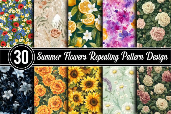 Download Summer Flowers Repeating Pattern Design - Design Collection