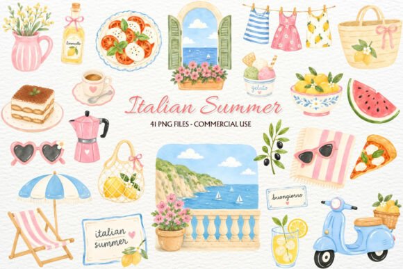 Download Italian Summer Clipart Coastal PNG Italy - Italian Collection