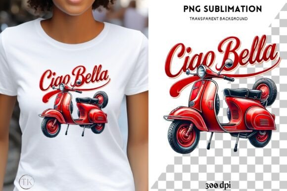 Download Ciao Bella Italian PNG | Red Scooter - Italian Collection