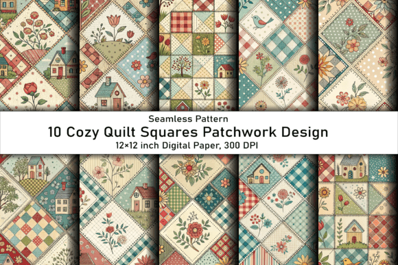 Download Cozy Quilt Squares Patchwork Design - Design Collection