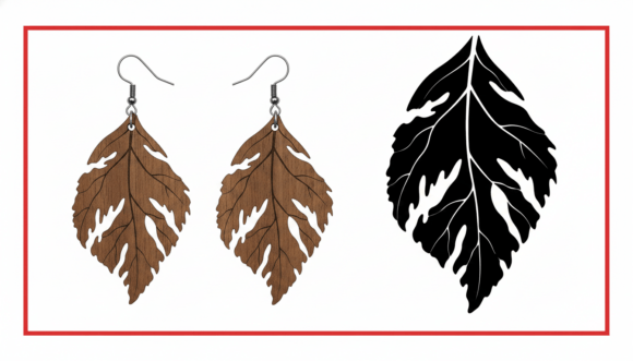 Download Detailed Leaf Earring Laser Cut Design - Design Collection