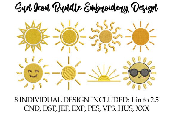 Download Sun Icon Bundle Embroidery Design - Design Collection
