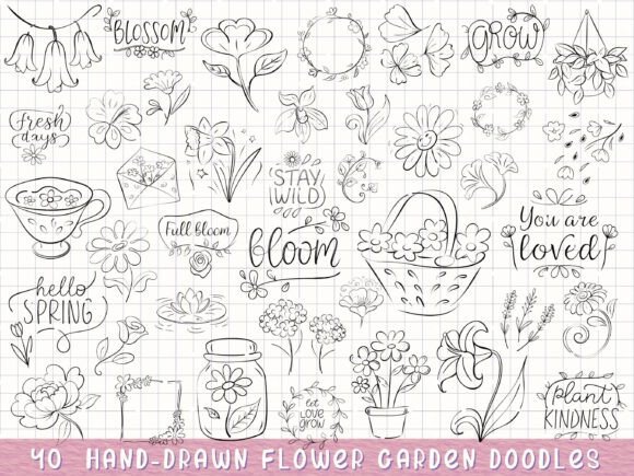 Download Hand Drawn Flower Garden, Spring Floral - Spring Collection