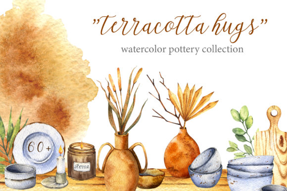 Download "Terracotta Hugs" Watercolor Pottery Set - Pottery Collection