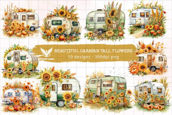Download Beautiful Caravan Fall Flowers Clipart - Fall flowers Collection