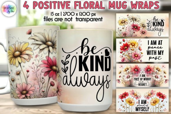 Download Positive Quotes Floral Mug Wrap Designs - Design Collection