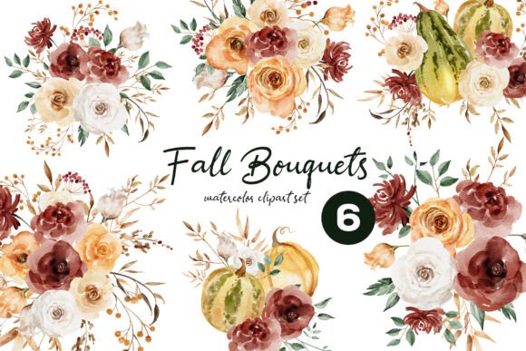 Download Watercolor Bouquets Fall Flowers Clipart - Fall flowers Collection