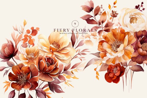 Download Watercolor Rusty Fall Flowers Bouquets - Fall flowers Collection