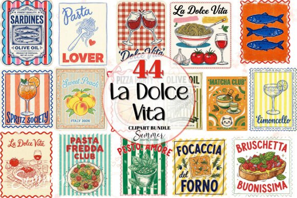 Download La Dolce Vita Italian Food Retro PNG - Italian Collection