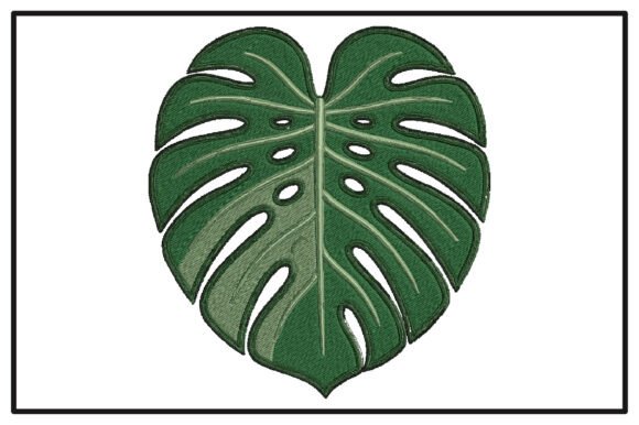 Download Detailed Monstera Leaf Embroidery Design - Design Collection